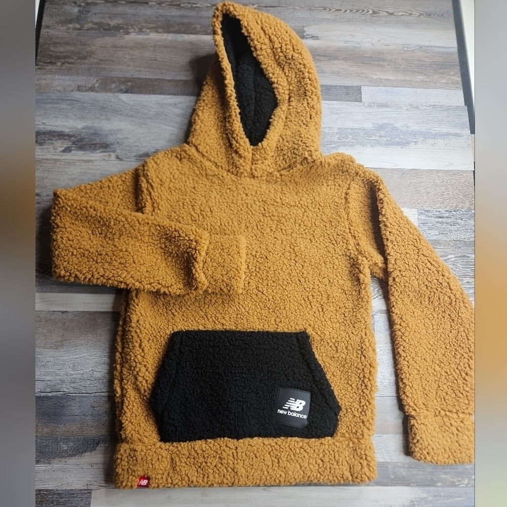 New Balance Faux Sheerling Hoodie Youth Large 14/16 Fleece Brown